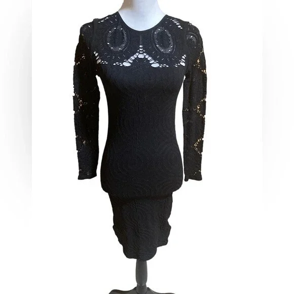 Dresses | Two Hearts Long Sleeve Black Spandex Knit Dress With Cutout  Design Form Fitting | Poshmark